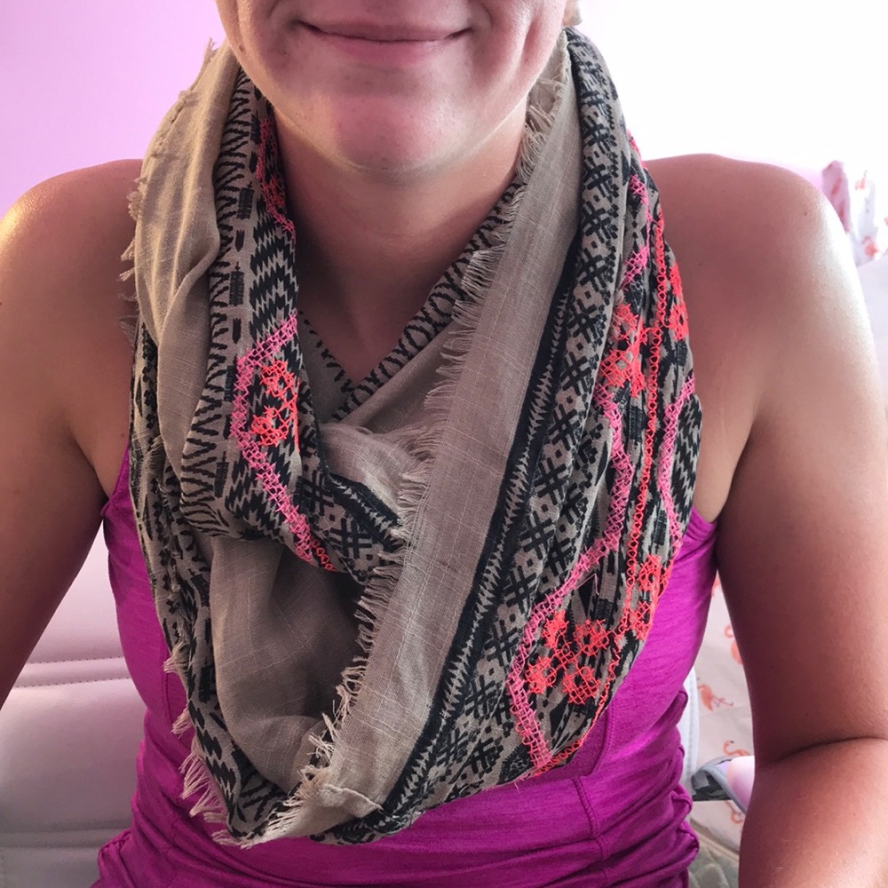 Embroidered infinity scarf